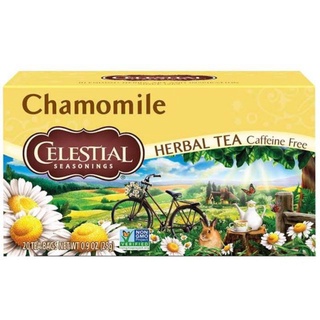 Celestial Chamomile 1 กล่อง 20 ซอง Celestial SeasoningsHerbal Tea, Caffeine Free, Chamomile, 20 Tea Bags, 0.9 oz (25 g)