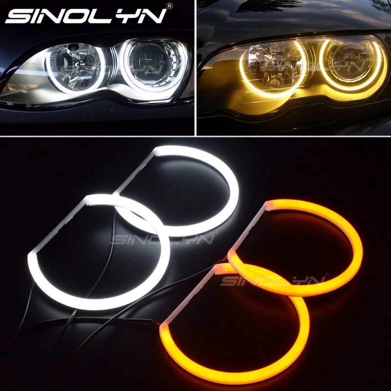 ไฟหน้าซีนอน LED 131 มม. สีขาว เหลือง สําหรับ BMW 3 5 7 Series E46 E39 E38 E36 Coupe Sedan Touring