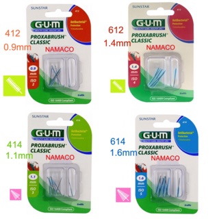 GUM แปรงซอกฟัน Proxabrush Classic 8 refills 412/612/414/614, handle #605