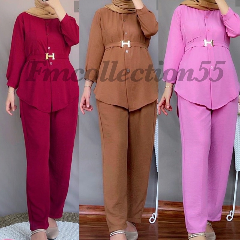 LYDIA Crinkle Airflow Set LD 110 FREE BELT / ชุดลมย่นธรรมดา / ชุดธรรมดา / ชุดลิเดีย / ชุดลิเดีย / ชุ