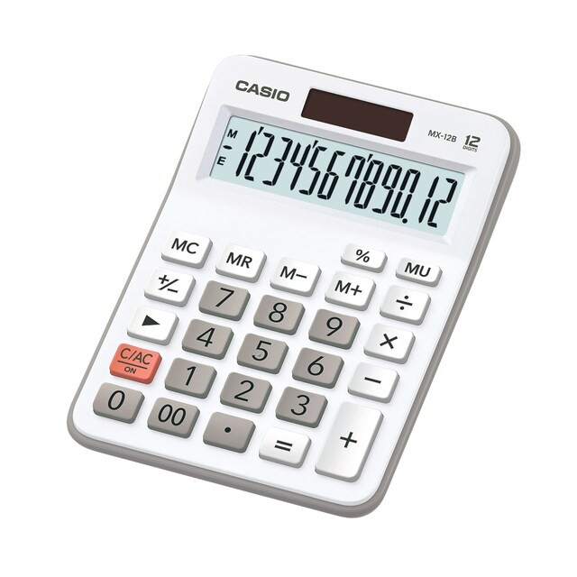 Casio Calculator เครื่องคิดเลข  คาสิโอ รุ่น  MX-12B-WE แบบตั้งโต๊ะสีสัน ขนาดกะทัดรัด 12 หลัก สีขาว