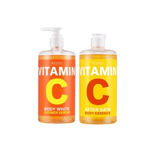 [ซื้อคู่ราคาพิเศษ] SCENTIO VITAMIN C BODY WHITE SHOWER SERUM+AFTER BATH BODY ESSENCE -วิตามินซีน้ำตบ+ครีมอาบน้ำ (450ML.)