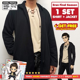 Aot Attack On Titan เสื้อแจ็กเก็ตคอสเพลย์ MyHobbyTown Eren Yeager Final Season Yaegerist SET