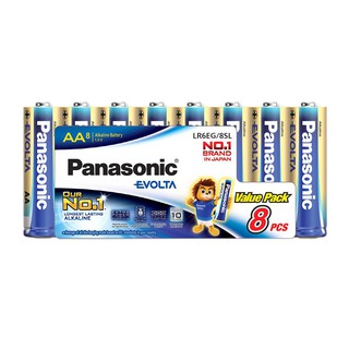 ถ่านอัลคาไลท์ AA PANASONIC EVOLTA แพ็ก 8 ก้อน ALKALINE BATTERIES PANASONIC EVOLTA AA PACK8