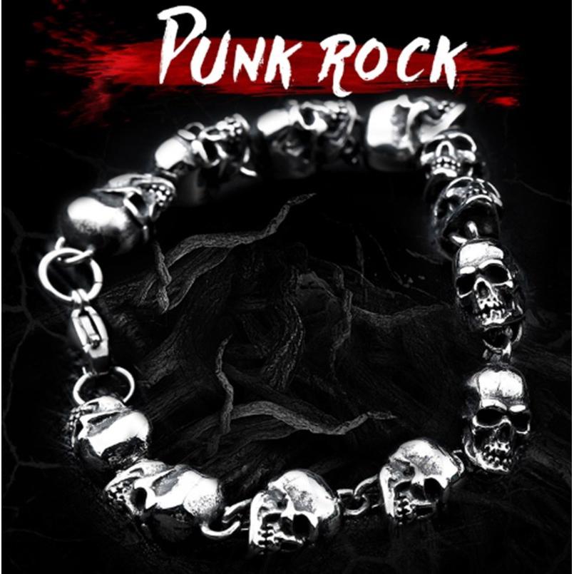 Mens high quality punk style skull fashion hip hop bracelet