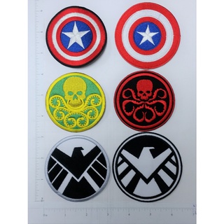 Captan America Hydra S.H.I.E.L.D Logo Super Hero Marvel Comics กัปตันอเมริกา โลโก้ การ์ตูน ตัวรีดติดเสื้อ เย็บติดเสื้อ