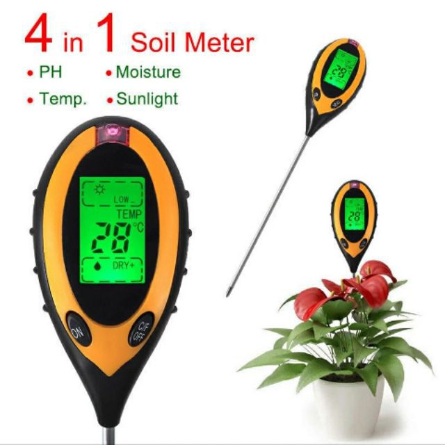 เครื่องวัดค่า pH เครื่องวัดอุณหภูมิ ความชื้นในดิน รุ่น 4in1 Soil Meter เครื่องวัดค่า ph ดิน