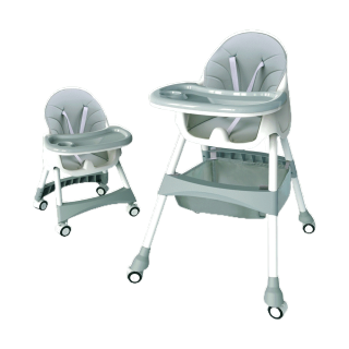 FIN เก้าอี้ทานข้าวเด็ก 3in ปรับระดับได้2ระดับ พับเก็บง่ายมีล้อ รุ่นST022 HighChair เก้าอื้กินข้าว มีช่องเก็บของด้านล่าง