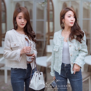 M10 Tweed Blazer เสื้อคลุมแขนยาว เสื้อคลุมผ้าทวิต เสื้อคลุมแฟชั่น สไตล์เกาหลี เสื้อคลุมทำงาน เสื้อคลุมออกงาน MINICLOSET