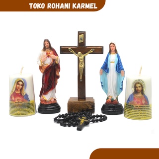 SET DOA KATOLIK (UKURAN MINI) / SALIB DUDUK KATOLIK / PATUNG YESUS / PATUNG BUNDA MARIA / LILIN DOA KATOLIK/ROSARIO