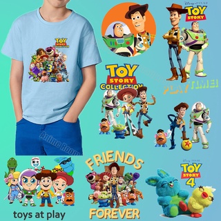 แผ่นสติกเกอร์รีดร้อน ลายการ์ตูนดิสนีย์ Toy Story ซักทําความสะอาดได้ สําหรับตกแต่งเสื้อผ้าเด็ก และผู้ใหญ่