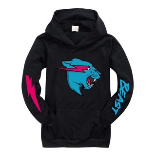 เสื้อกันหนาว มีฮู้ด ลายการ์ตูน Mr Beast Lightning Cat น่ารัก