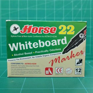 ปากกาไวท์บอร์ดตราม้า Horse Whiteboard Marker H-22 หมึกสีเขียว (1กล่อง/12ด้าม)