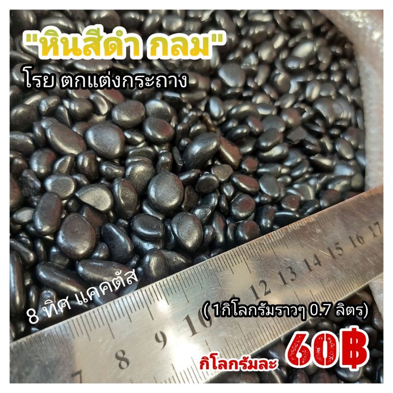 // หินสีดำ สีนิล // ขนาด 1 กิโล // โรย ตกแต่ง ธรรมชาติ เกร็ด กรวด หินนำเข้า