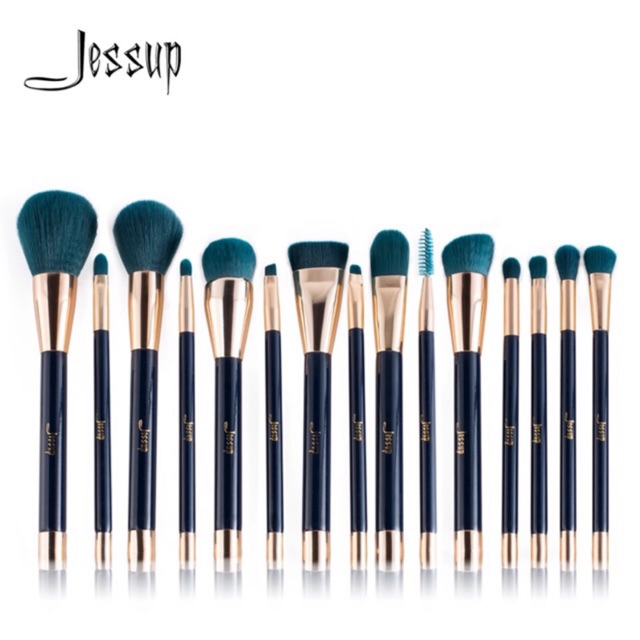 ชุดแปรงแต่งหน้า 15 ชิ้น คลาสสิก Jessup Colorful set Green/Darkblue 15Pcs