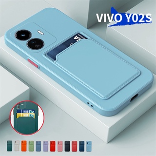 เคสซิลิโคนนิ่ม ทรงสี่เหลี่ยม พร้อมช่องใส่บัตร สําหรับ VIVO Y02S Y 02S VIVOY02S