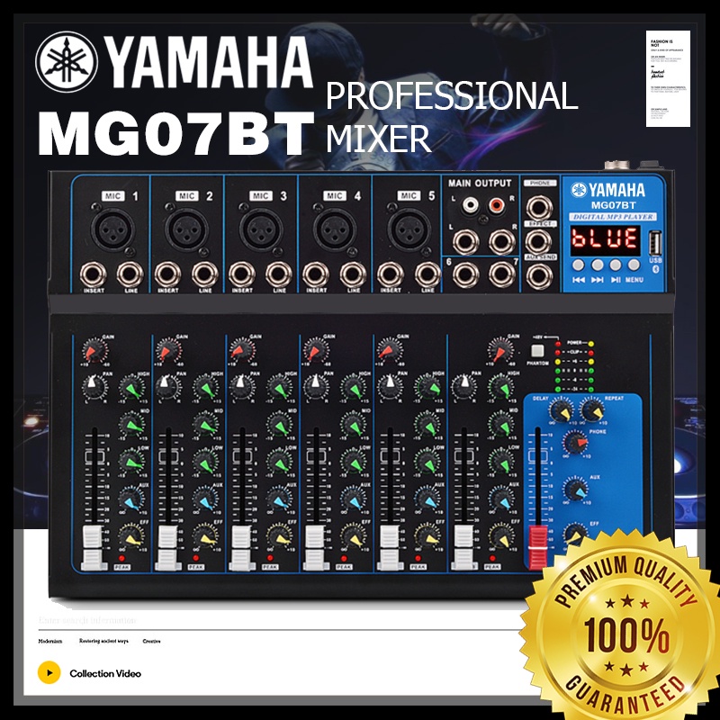 JH YAMAHA USB 7ช่องผสมสัญญาณเสียง รุ่น Sound Mixing Console with Bluetooth Record Audio Mixer ทางแอมป์การแสดงบนเวที KTV