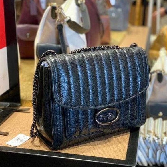 (ผ่อน 0%) ของแท้!! พร้อมส่ง ++ Coach 79242 Melody 29 with Quilting Black Leather Shoulder Bag ❤❤