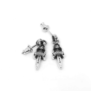 Chrome Hearts Sterling Silver925 เครื่องประดับเงินแท้ ต่างหู Dagger Drop Earring Code:CED040