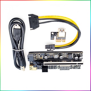 Pcie Riser 009S Plus Riser PCI E PCI Express X1 to X16 Dual 6Pin สําหรับการ์ดจอ GPU Bitcoin Miner Mining พร้อมเซนเซอร์อุณหภูมิ