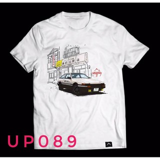 เสื้อยืด สีขาว ลายรถยนต์ AE86(up089)