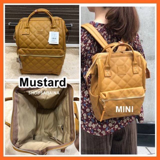 Anello แท้100% (แถมตุ๊กตา) Quilting Backpack PU leather กระเป๋าเป้สะสายหลัง
