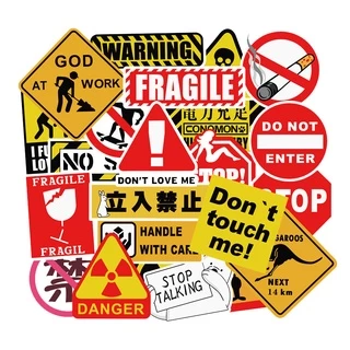 ติกเกอร์คำเตือนต่างๆ สำหรับติดตกแต่ง Warning JAPAN logo sticker จูราสสิค พาร์ค Jurassic Park 50pcs