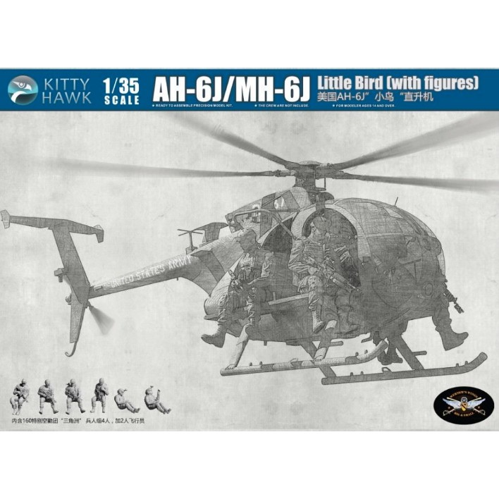 โมเดลเฮลิคอปเตอร์ประกอบคิตตี้ฮอว์ค ขนาด 1/35 Kitty Hawk KH50004 AH-6J/MH-6J Little Bird (with figure