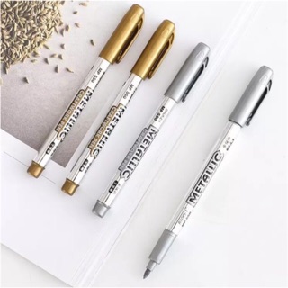 *พร้อมส่ง* ปากกาเมจิก metallic สีเงิน/สีทอง 1.5mm