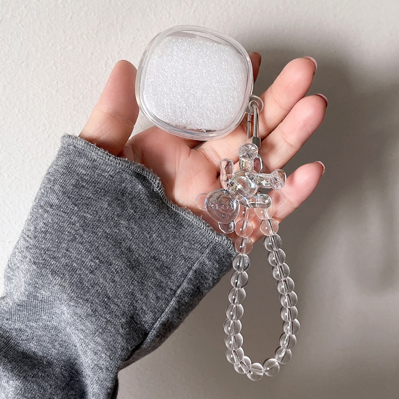 สําหรับ Redmi Buds 6 Play Case หมีน่ารักการ์ตูน WristChain จี้หูฟัง Redmi Buds 6Play Soft Clear ป้อง