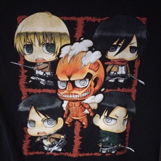 เสื้อยืดมือสอง Usa การ์ตูนอนิเมะญี่ปุ่น Attack On Titan Size S-M. อก18-19/ยาว26