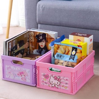 กล่องใส่ของ Sanrio Character Storage Box ลายคิตตี้&amp;มายเม แบบถอดประกอบ พับเก็บได้