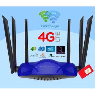 4G Wifi Router 1200Mbps เราเตอร์ ใสซิม ปล่อย Wifi 2.4G+5G,สัญญาณแรง 6 High Gain Antennas Stronger Signal