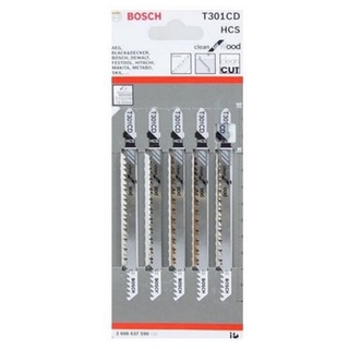 Bosch ใบเลื่อยฉลุจิ๊กซอแบบยาวพิเศษ 85 มม. รุ่น T301CD (1แผง บรรจุ 5 ใบ)