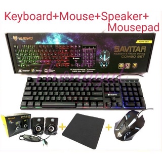 เซ็ตสุดคุ้ม NUBWO NKM-623ชุดไฟทะลุอักษร Keyboard+mouse combo set SAVITAR (NKM-623 +ลำโพง NS-41+Mousepad) สวยสวย