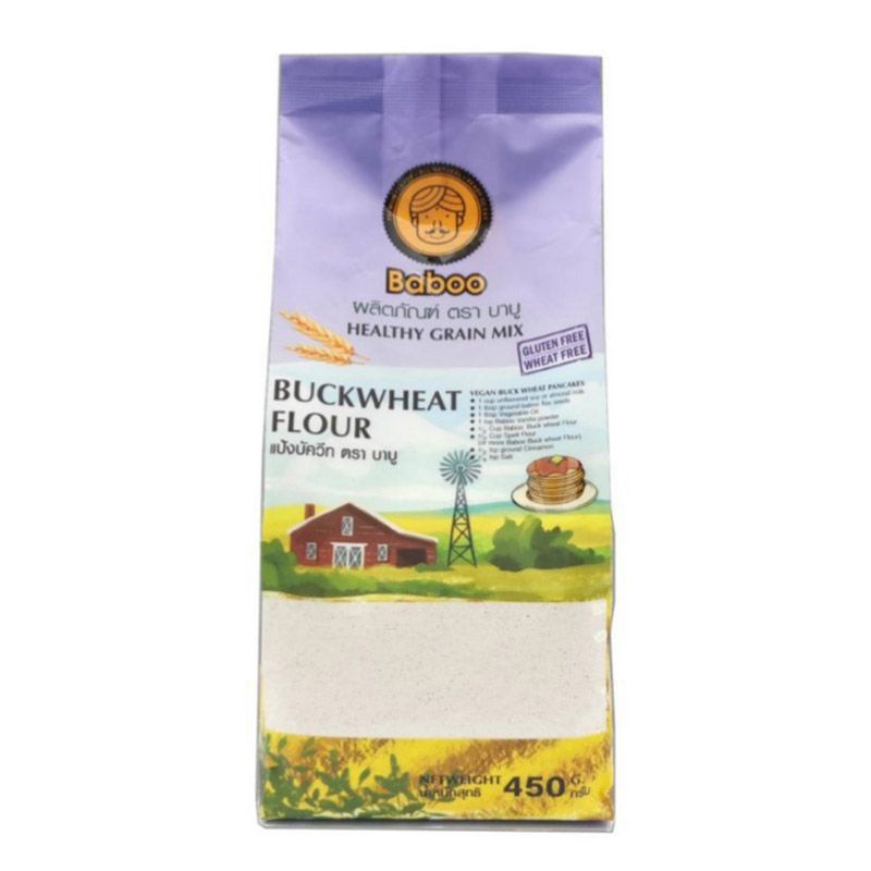Baboo Buckwheat Flour Gluten free wheat freeบาบู แป้งบัควีท 450 กรัม