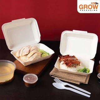 (ราคาประหยัด)กล่องข้าวกระดาษ 600 ml ยี่ห้อ GoOn Grow(โกออน โกรว์)