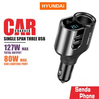 ที่ชาร์จในรถ Type C HYUNDAI รุ่น C30 หัวชาร์จในรถ car charger ชาร์จได้ 3พอร์ต หมุนได้ 90 องศา กะทัดรัด