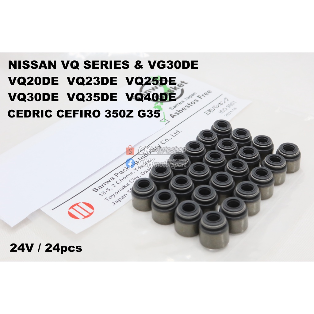 SANWA Japan Viton Valve Seal - Nissan VQ20DE VQ23DE VQ25DE VQ30DE VQ35DE VQ40DE Fairlady Z33 Cefiro 