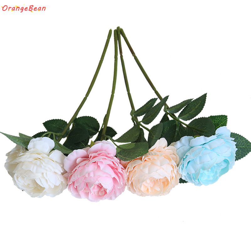 ช่อดอกกุหลาบประดิษฐ์ ดอกโบตั๋นปลอม ผ้าไหม สําหรับตกแต่งบ้าน งานแต่งงาน - รูปที่ 6