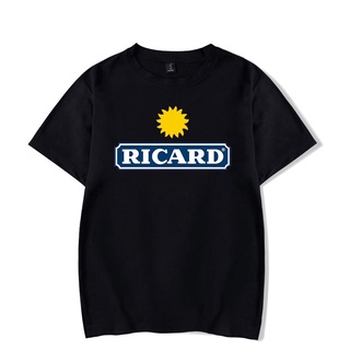 Tee - เสื้อยืดผ้าฝ้าย Ropa Mujer Men RICARD 2022 Summer Vetement Nous y Damskie เสื้อยืดคอดําขนาดให