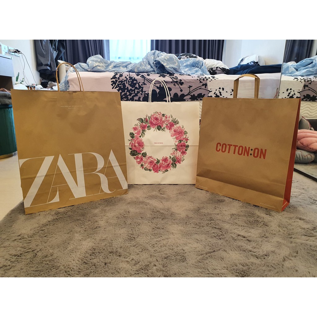 ถุงกระดาษ ขนาดใหญ่ แบรนด์ Brand Central Cotton On Takashimaya H&M Zara Uniqlo แท้