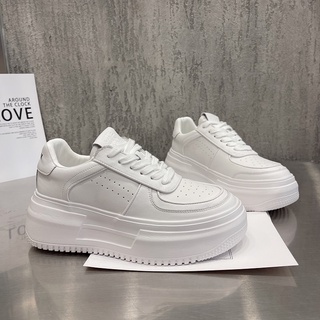 OhBlablaShoes  ​ รองเท้าผ้าใบ ส้นตึก  สีขาว