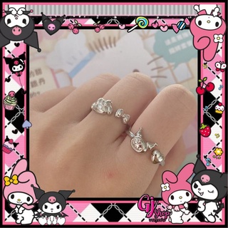 ใหม่จ้าาา‼️แหวนแฟชั่น 💍ลายการ์ตูน My melody , Kuromi ❤️แหวนชุบเงิน เครื่องประดับสำหรับผู้หญิง แหวนปรับได้