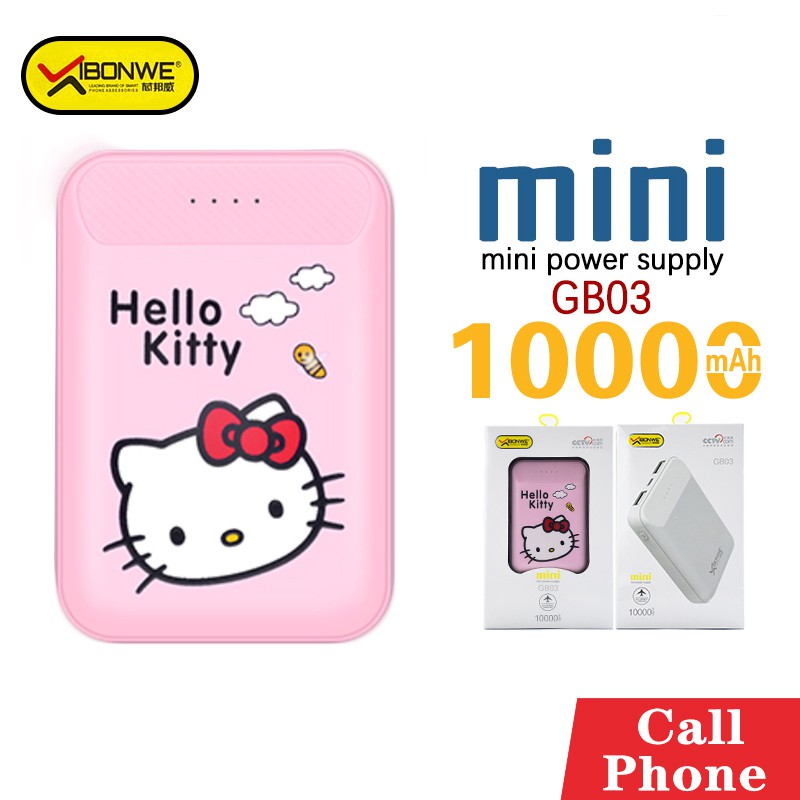 แบตสำรอง แท้100% รุ่น GB03 Hello Kitty Power Bank 10000mAh แบตสำรองมินิ แบตสำรองของแท้ แบตเตอรี่สำรอง