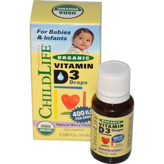 ChildLife, Organic Vitamin D3 Drops, Natural Berry Flavor, 400 IU(10 ml)