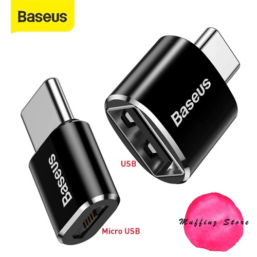 ถูกจริง/ส่งไว Baseus OTG หัวแปลง Adapter TYPE C Male to USB & Micro Female อะแดปเตอร์ อแดปเตอร์ 2.4A