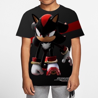 เสื้อยืดคอกลม แขนสั้น พิมพ์ลายการ์ตูนอะนิเมะ Black Sonic สวมใส่สบาย สําหรับเด็ก