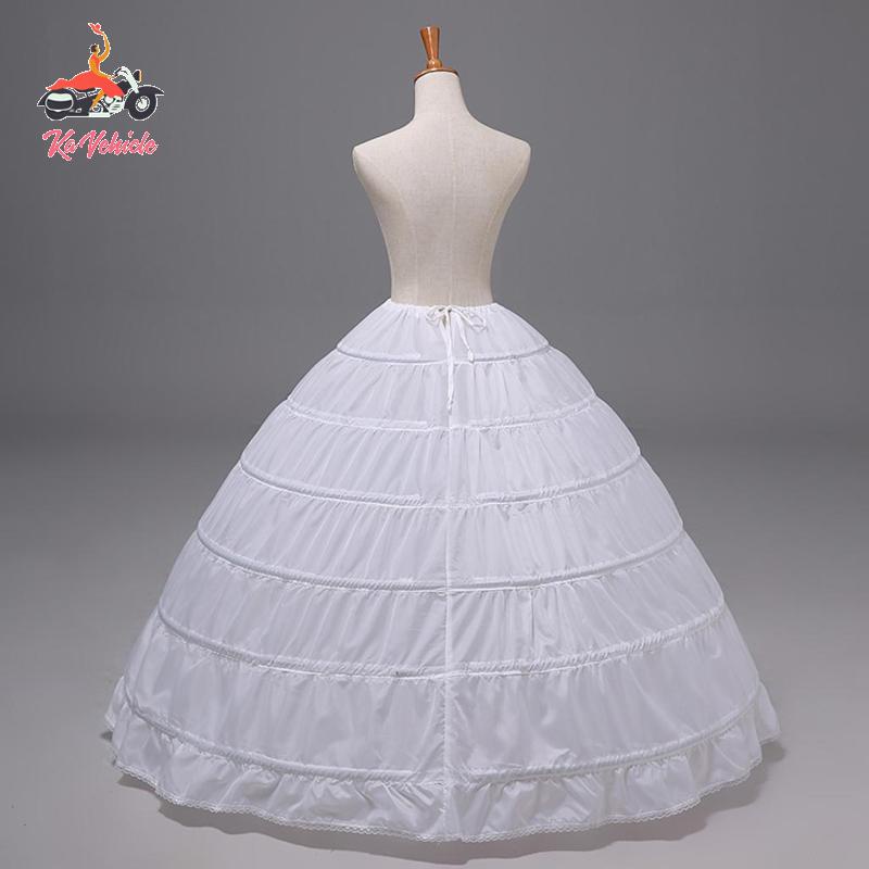 [Whstrong] Vintage สีขาวยาว 6 ห่วง Petticoat ชุดแต่งงานเต็มรูปแบบ Crinoline กระโปรง