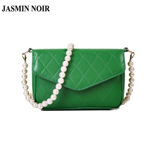 Jasmin NOIR กระเป๋าสะพายไหล่ ลายสก๊อต ประดับไข่มุก แฟชั่นสําหรับสตรี